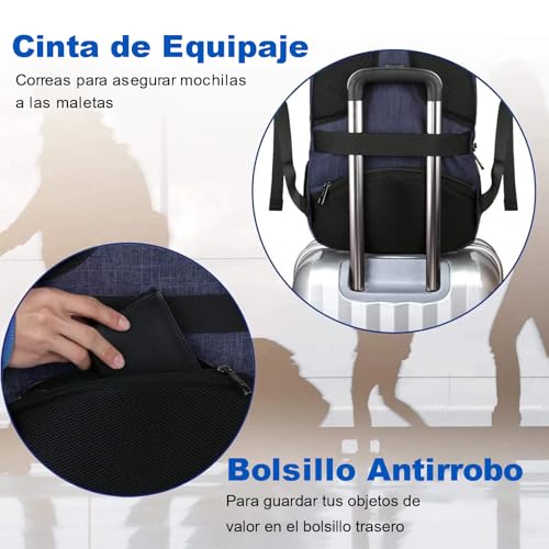 Detalle de MATEIN Mochila Portátil 17 Pulgadas – Antirrobo, Impermeable y Gran Capacidad para Trabajo, Viajes y Uso Diario