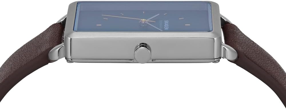Detalle de Skagen Hagen Herrenuhr – Quarz-Drei-Zeiger, Edelstahl- oder Lederband, 36 mm