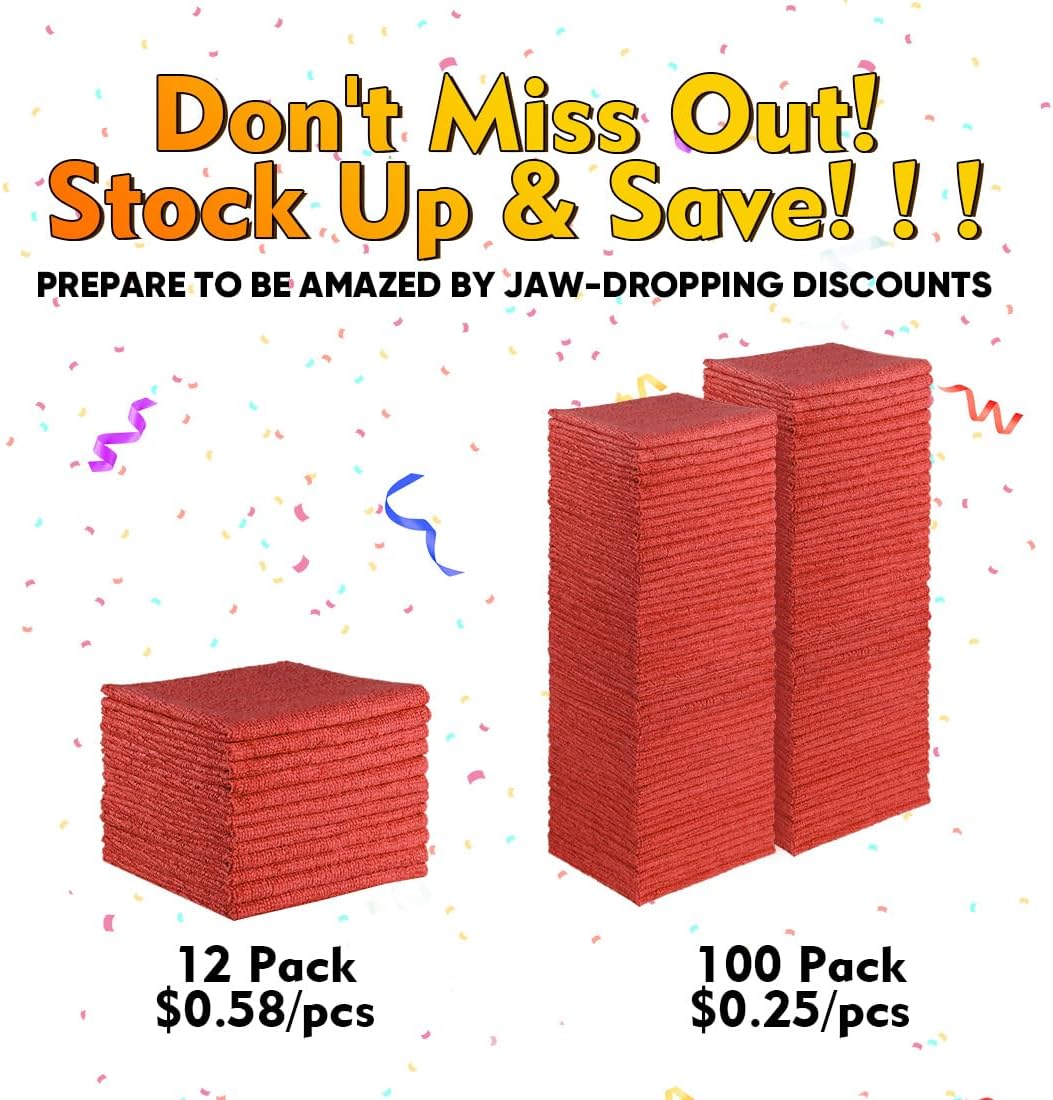 Thumbnail 4 de HOMEXCEL Red Shop Towels 100 Pack, 11.5×11.5 in 🧻