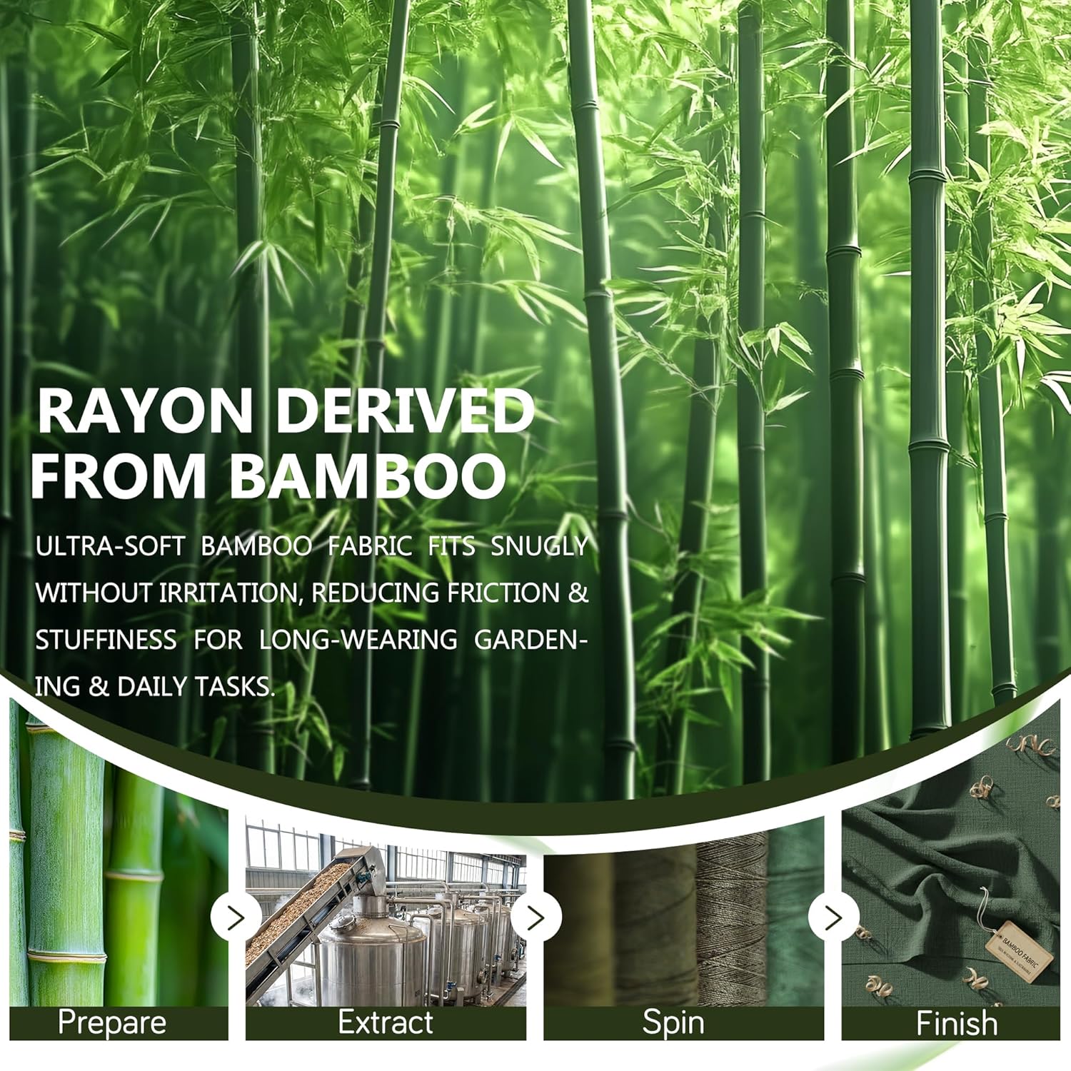 Thumbnail 6 de COOLJOB Bamboo Gardening Gloves with Nitrile Coating & Touchscreen (2 Pairs) – Green, Medium