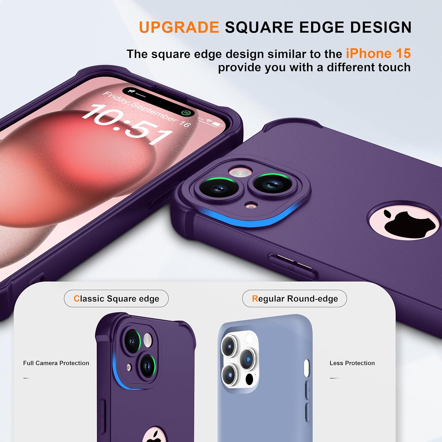 Detalle 2 de iPhone 15 case 6.1, 360 shockproof purple