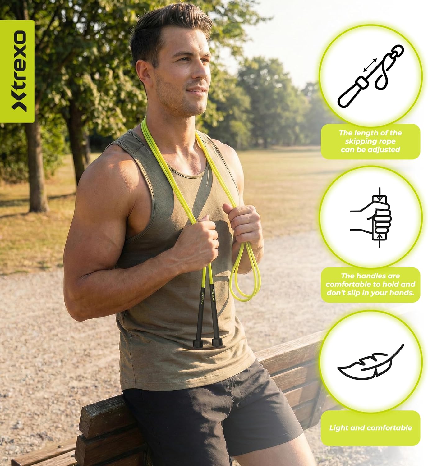 Thumbnail 6 de TREXO Basic Corde à sauter Fitness – longueur ajustable jusqu’à 275 cm, légère et confortable