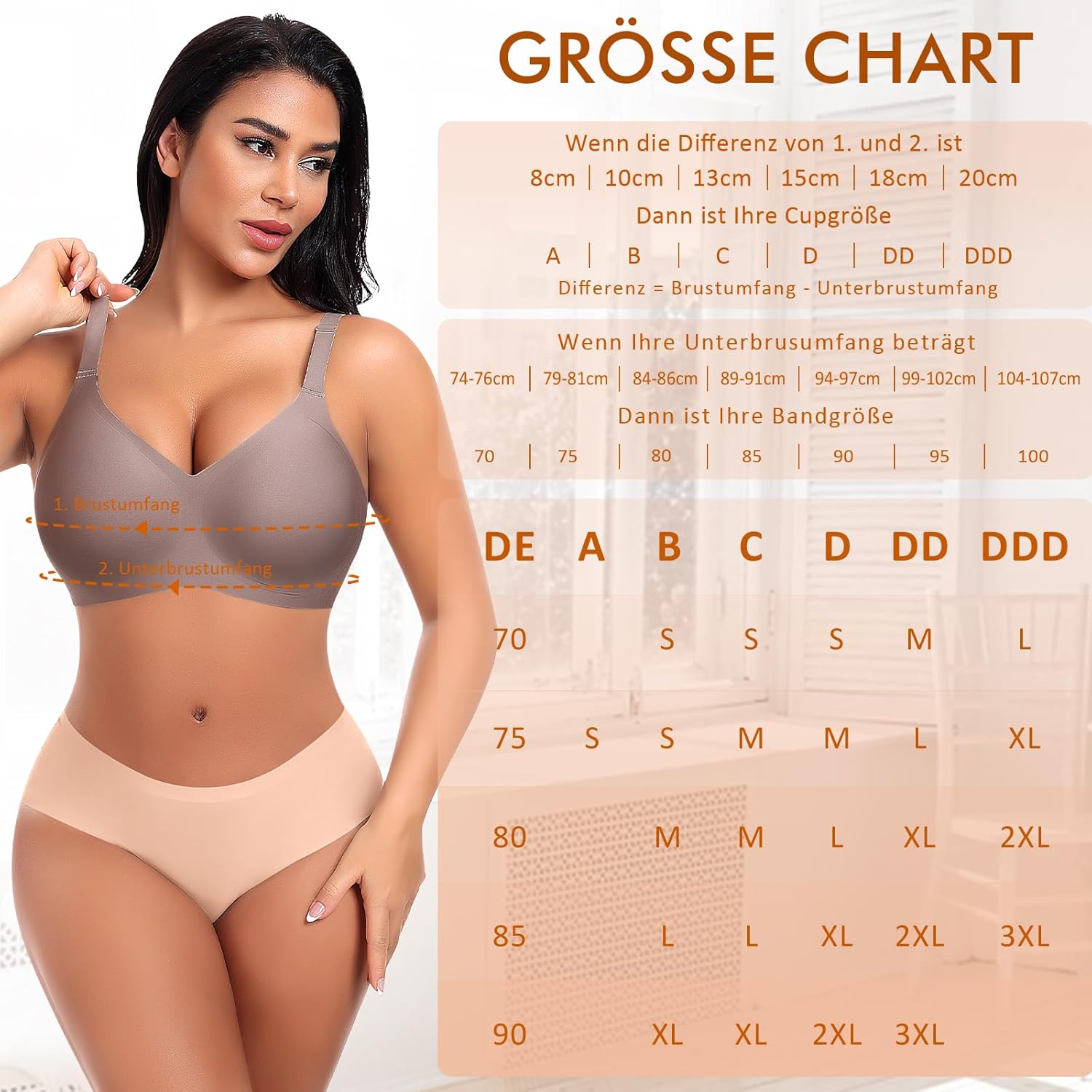 Thumbnail 5 de Nahtloser Damen BH ohne Bügel mit Tiefem V-Ausschnitt – weiches Bralette Soft Bra Bustier