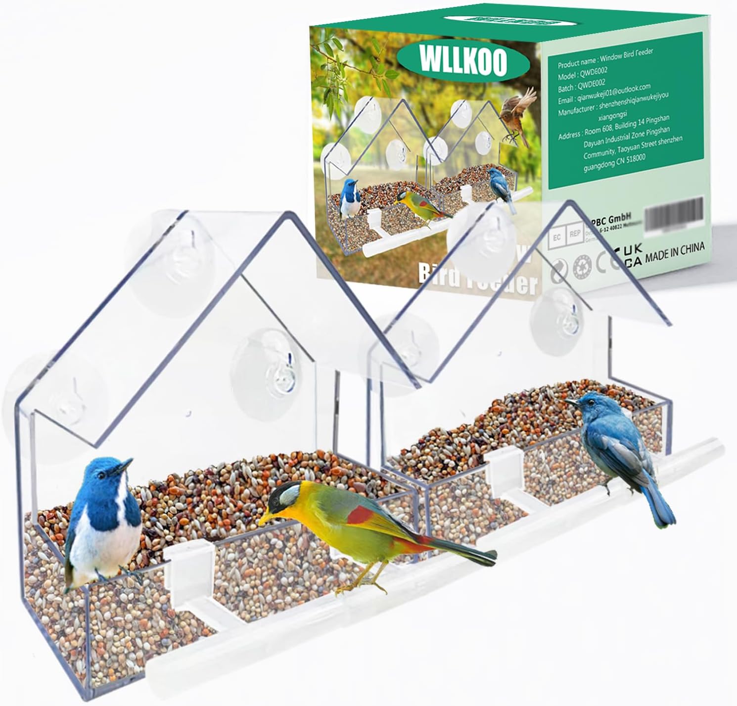 Detalle 2 de WLLKOO Window Bird Feeder 2 pack 5.9in 🐦