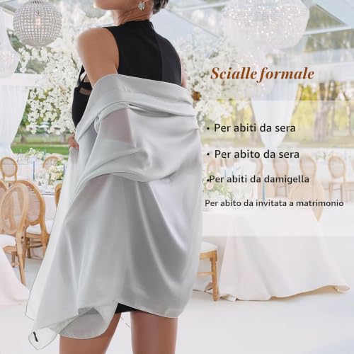 Detalle de RIIQIICHY Foulard Verde: Scialle in Seta Sintetica Leggera da Donna per Cerimonie e Sposa