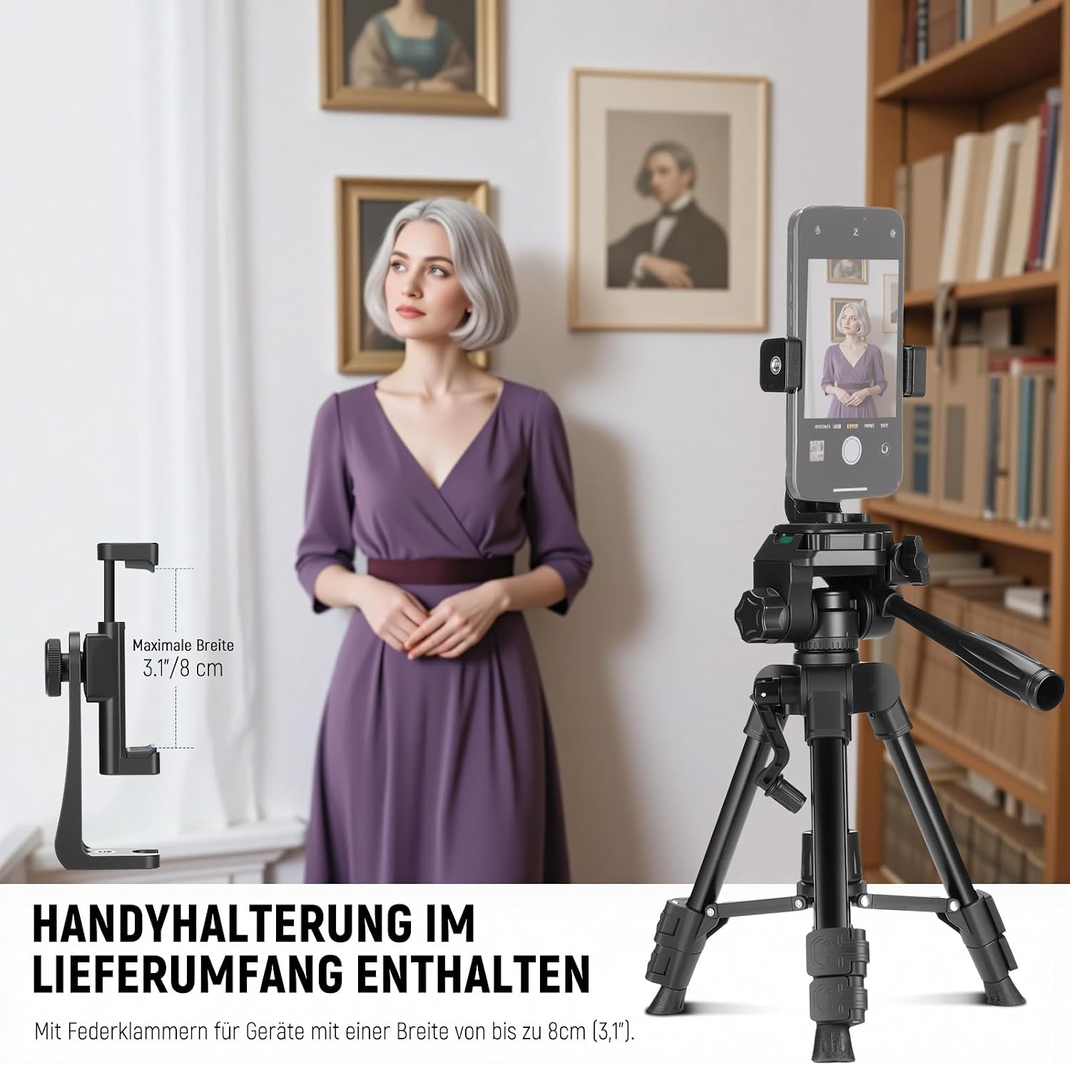 Detalle de NEEWER Entry Level Version Mini Tischstativ TP52 – kompakt, mit 3-Wege-Neigekopf und Smartphone-Halterung