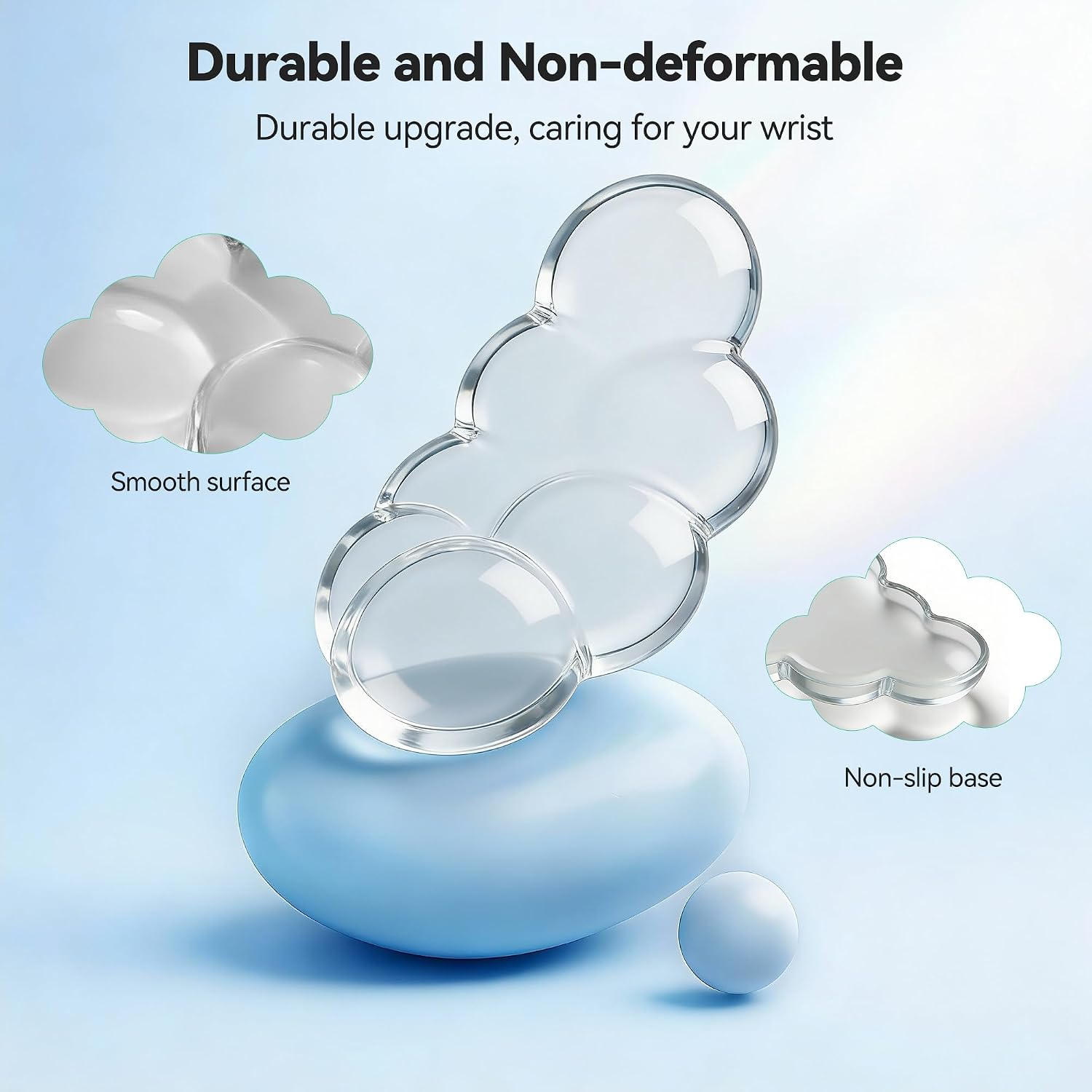 Thumbnail 3 de TECKNET Gel Cloud Wrist Rest Set, Clear Silicone Keyboard and Mouse Supports