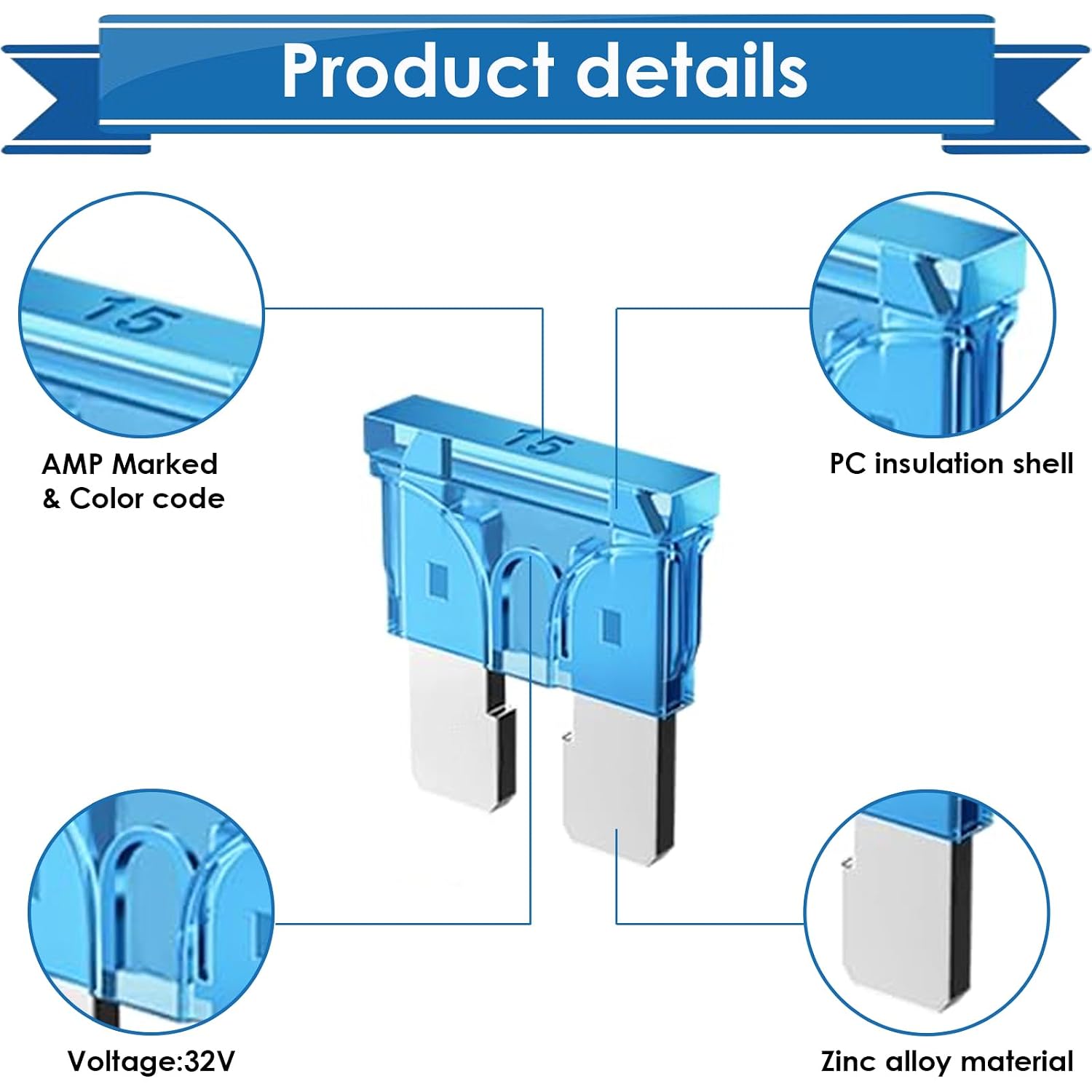 Detalle de Eoppen Car Fuse Kit, Zinc Alloy