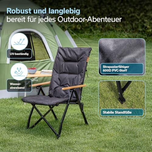 Detalle de Skandika Campingstuhl mit 3-fach verstellbarer Rückenlehne