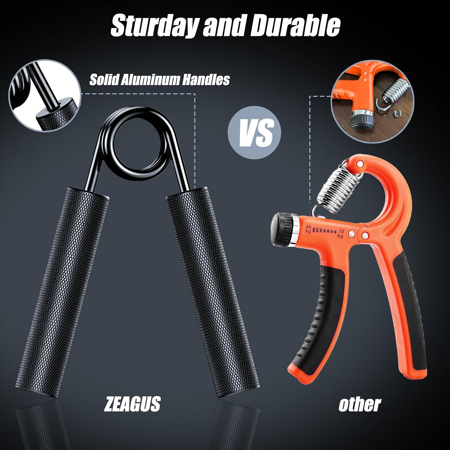 Detalle 2 de ZEAGUS Metal Hand Grip Strength Trainer, Four-Piece Portable Set