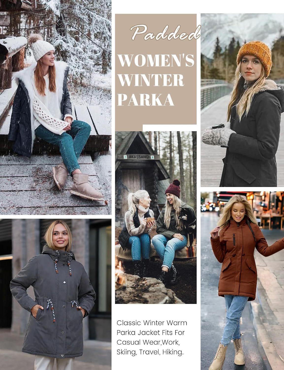 Thumbnail 6 de Xnova Women's Winter Fleece-Lined Cotton Parka Jacket with Hood – Windproof, Padded Thermal Overcoat