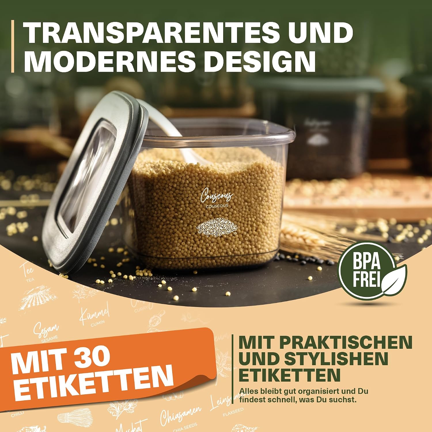 Detalle de Viwares Vorratsdosen mit Deckel Luftdicht – 24-teiliges Set, BPA-frei, Frischhaltedosen für Küche und Aufbewahrung