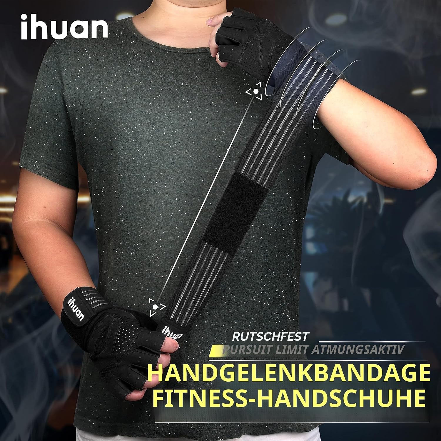 Thumbnail 1 de ihuan Ventilated Weight Lifting Gloves with Wrist Wraps