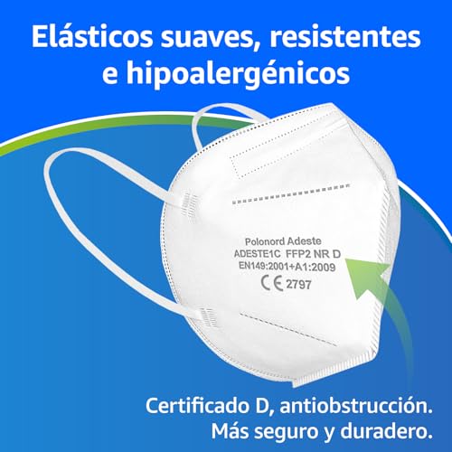 Thumbnail 2 de ADESTE – 50 Mascarillas FFP2 NR D Blancas: protección fiable con certificación CE