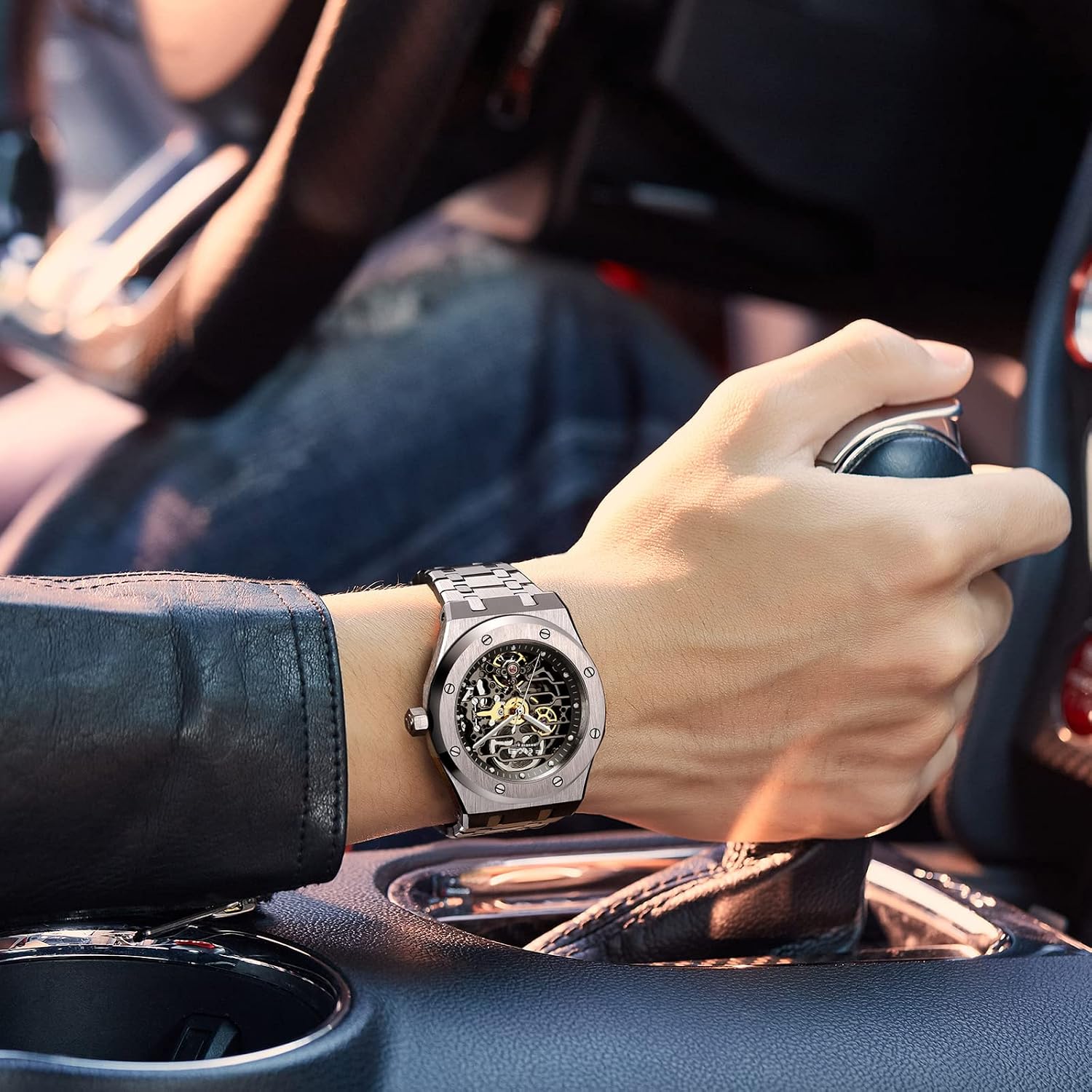Thumbnail 4 de FEICE Montre Mécanique Automatique Homme 42 mm Squelette