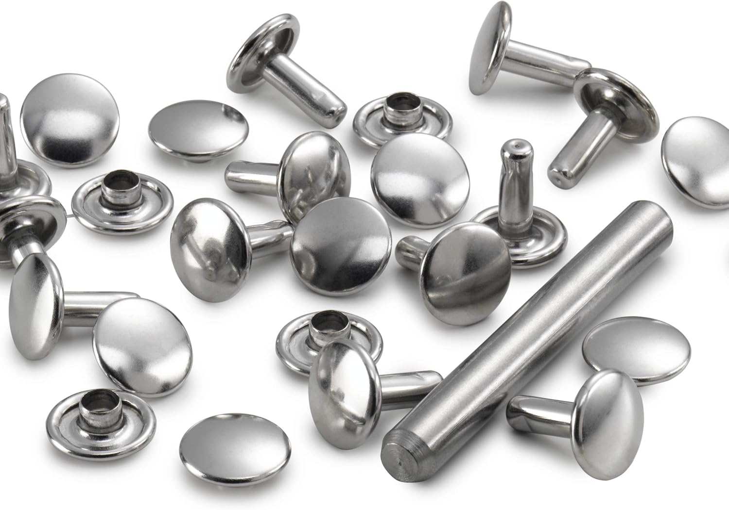 Detalle de Prym 403151 – nity rurkowe 4–6 mm z mosiądzu, 15 sztuk z narzędziami