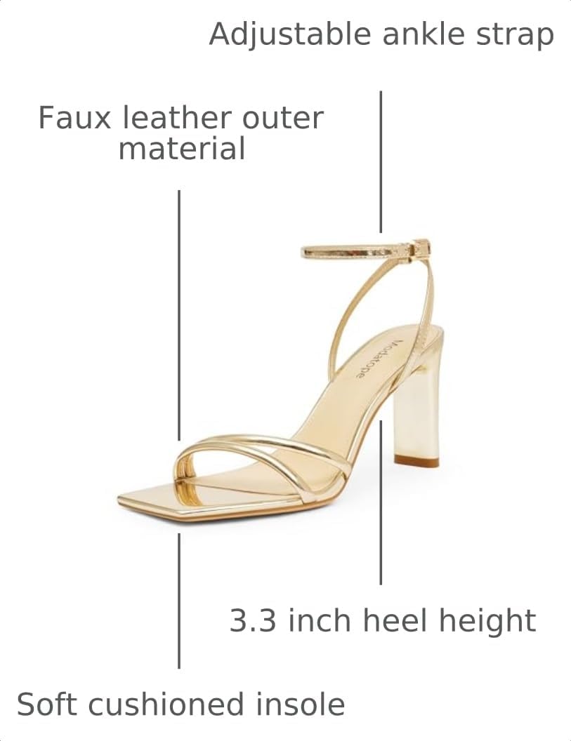 Thumbnail 2 de Modatope Women’s Square Open-Toe Chunky High Heels Strappy Ankle Strap Sandals