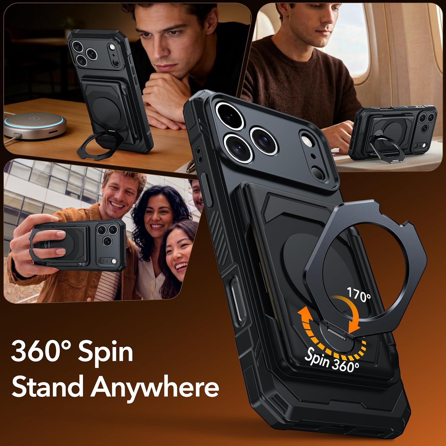 Detalle 2 de Oterkin iPhone 18 Pro Max/17 Pro Max Wallet Case with RFID Card Holder and 360° Stand