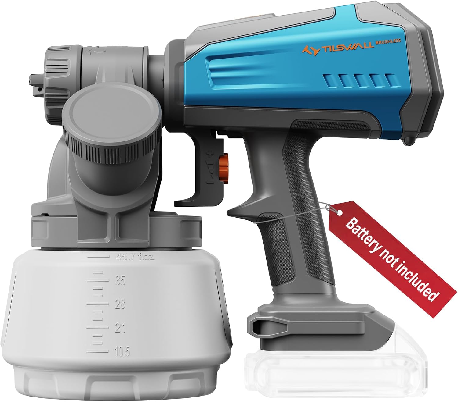 Detalle de Tilswall Shark700 Cordless Paint Sprayer, 1,300 ml Tank, Brushless Motor
