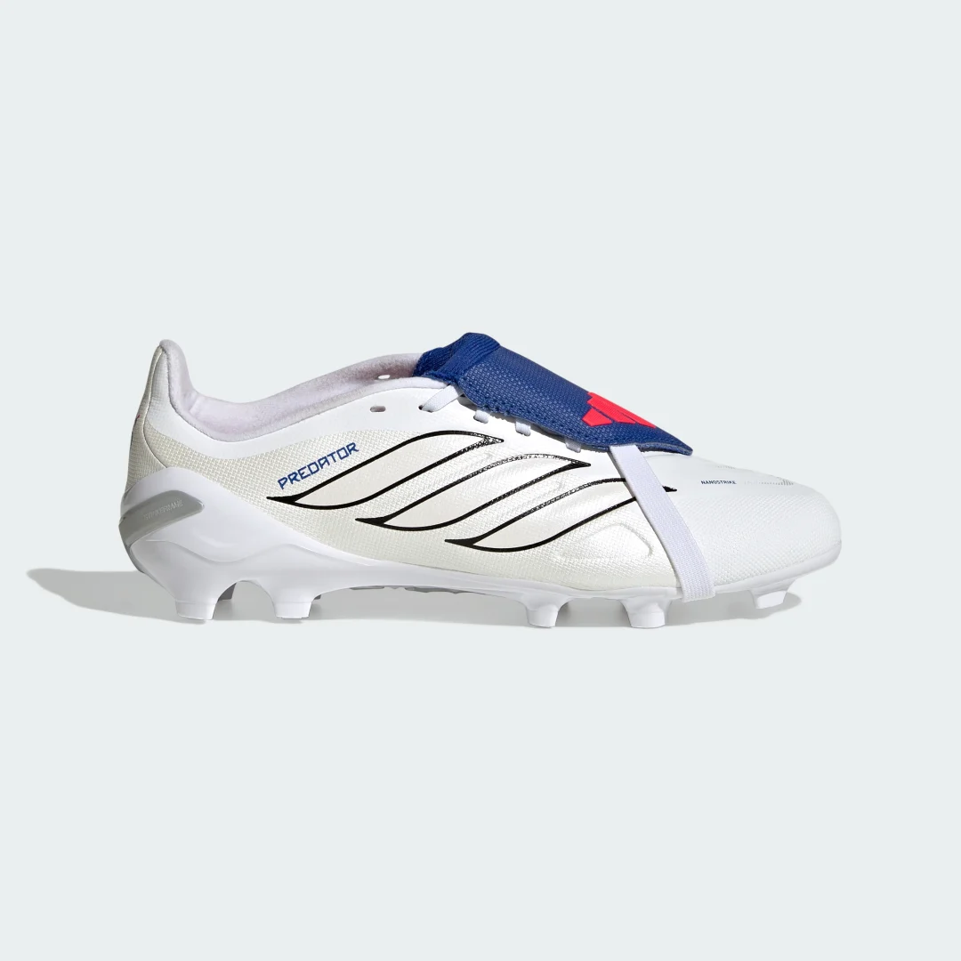 Detalle 2 de Adidas Predator League Kids: Bota de fútbol con lengüeta abatible para césped natural seco (blanco)