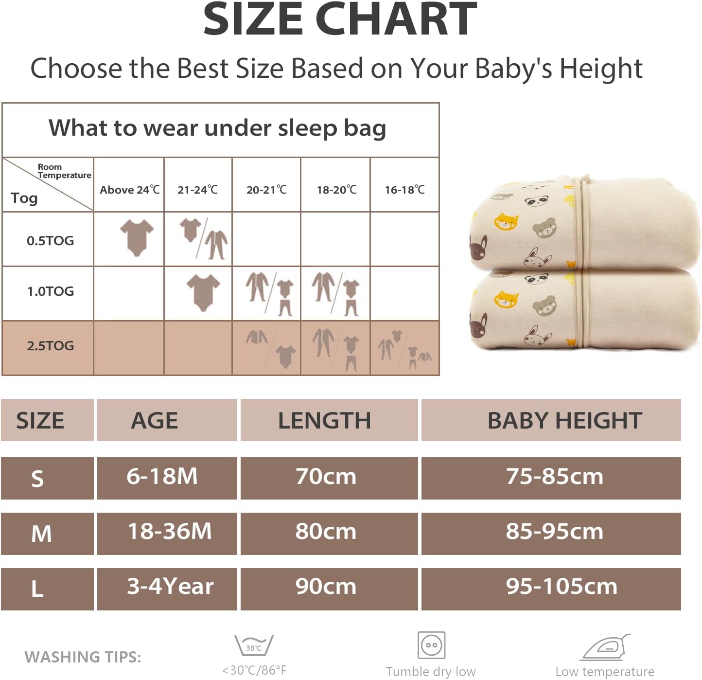 Thumbnail 4 de Mosebears 2.5 TOG Baby Sleeping Bag 3-4 yrs