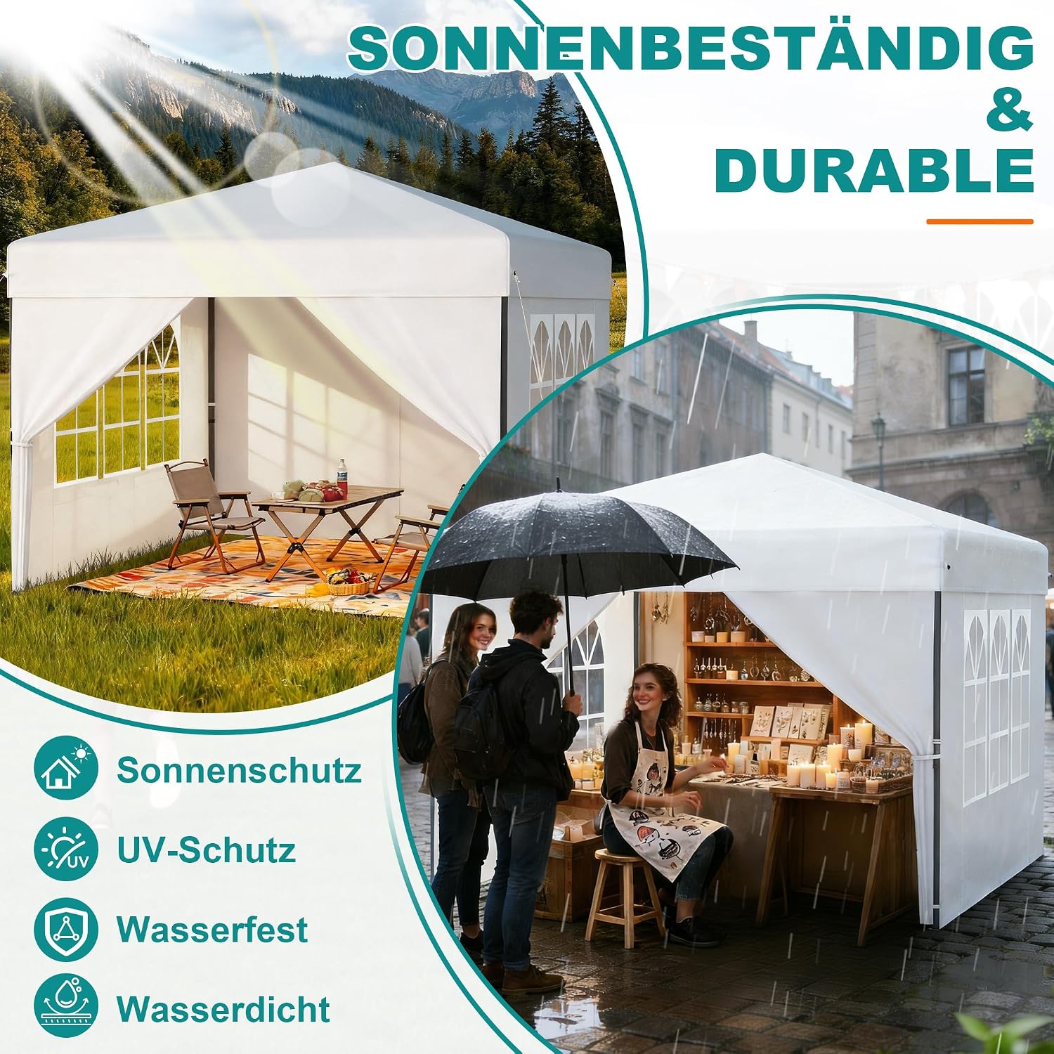 Thumbnail 5 de LZQ HKAN-(ZP10115WH) 3 x 3 m Pop-Up Gazebo with One-Touch Lift