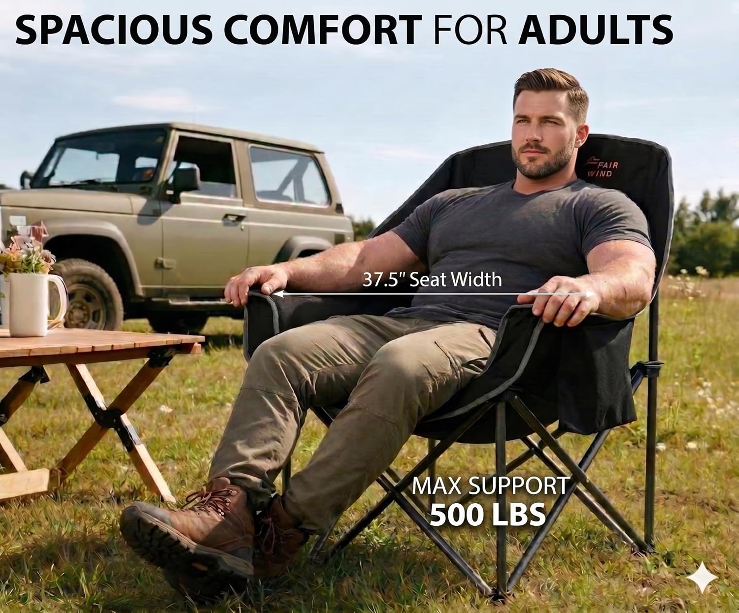 Detalle 1 de FAIR WIND Oversized Camping Chair 600D Ripstop Fabric