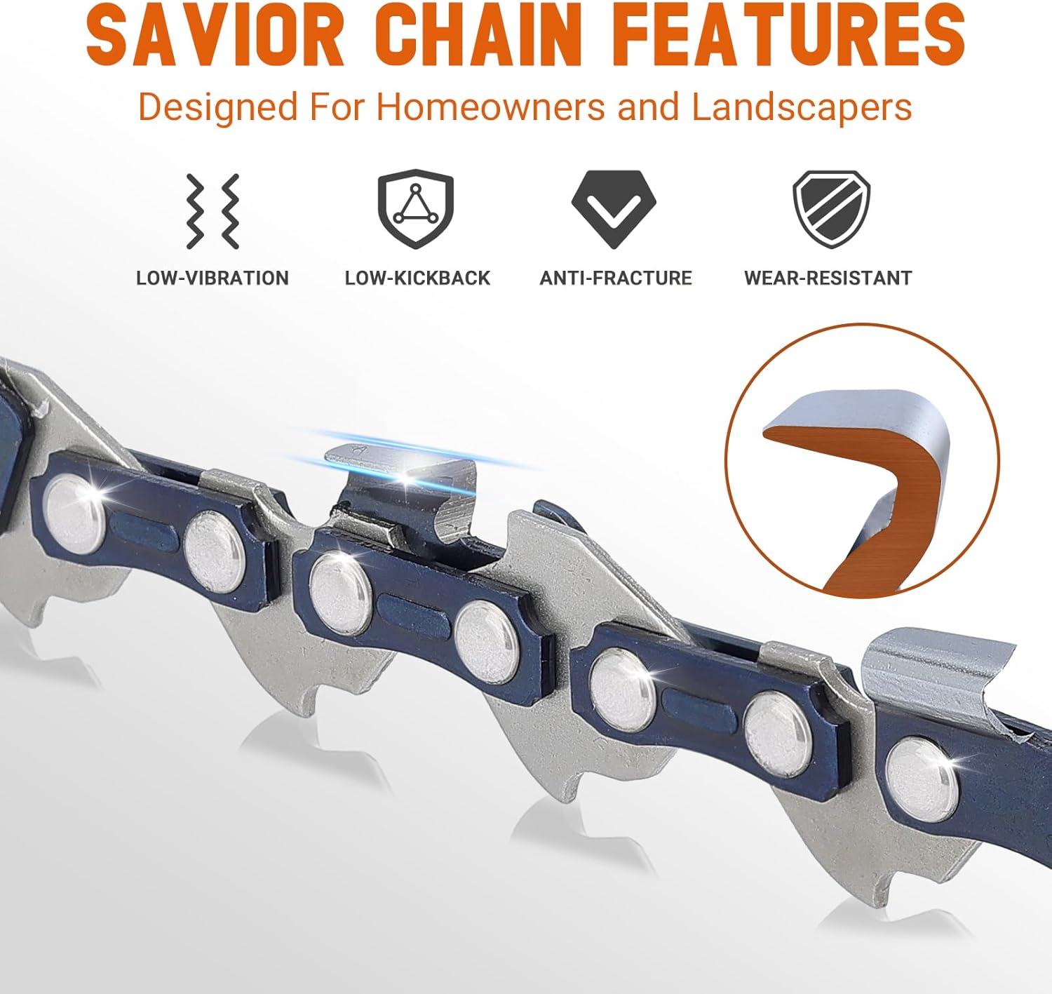 Detalle de SAVIOR 3er-Set Sägekette für 40 cm Schwert (3/8"LP, 1,3 mm, 56 TG) – kompatibel u. a. mit Oregon, Makita, Einhell