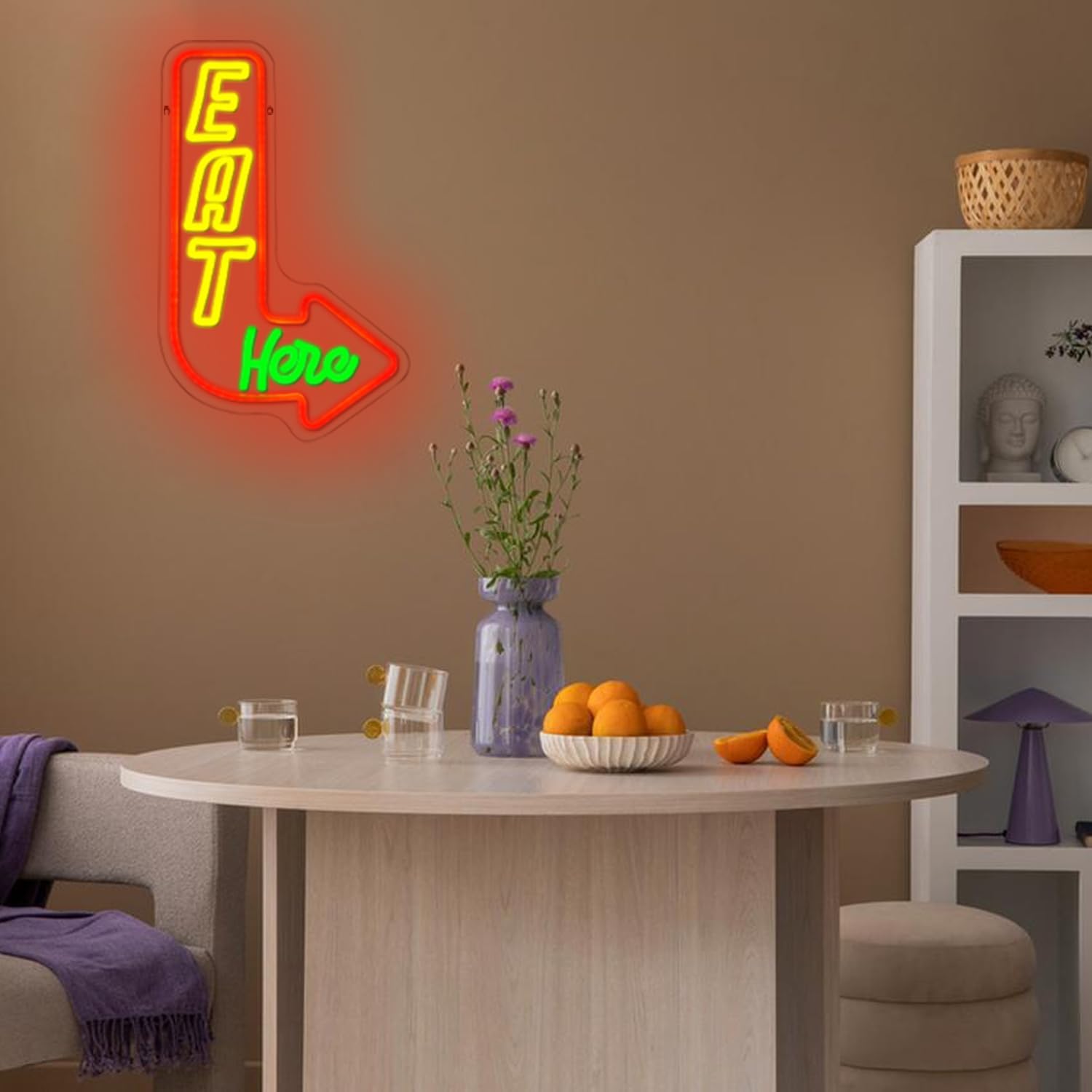 Thumbnail 6 de LMSIGNLY Eat Here Neon Schild – Pfeil-Neon für Küche, Wohnzimmer und mehr