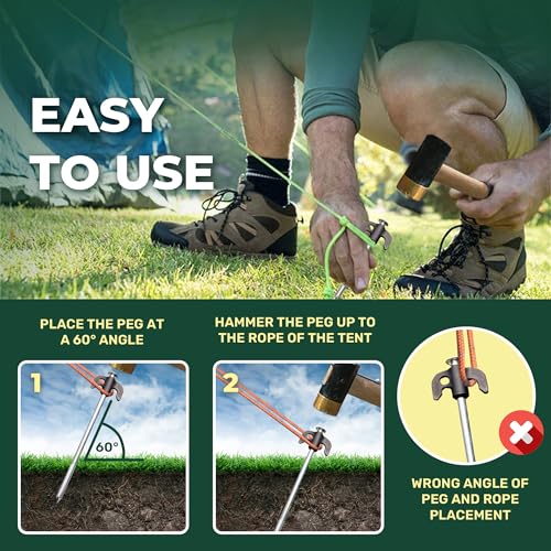 Detalle de Green Haven 20 Pack Heavy Duty Tent Pegs – Galvanised Steel Ground Stakes