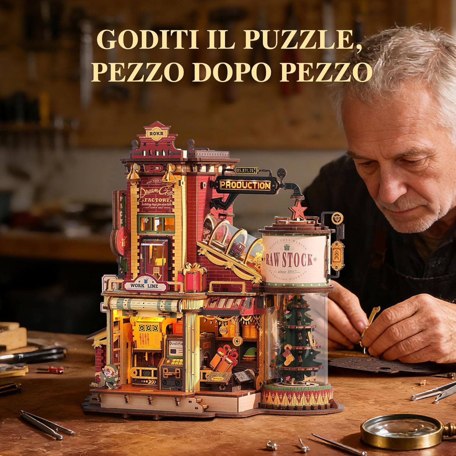 Detalle 2 de ROKR Dream Gift Factory Puzzle 3D 449 pezzi