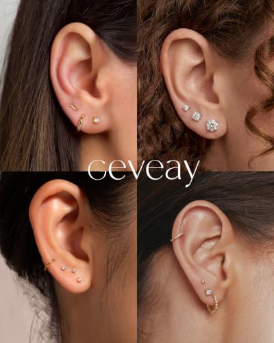 Thumbnail 3 de Geveay Silver Earring for Women: Hypoallergenic Sterling Silver Stud with Cubic Zirconia