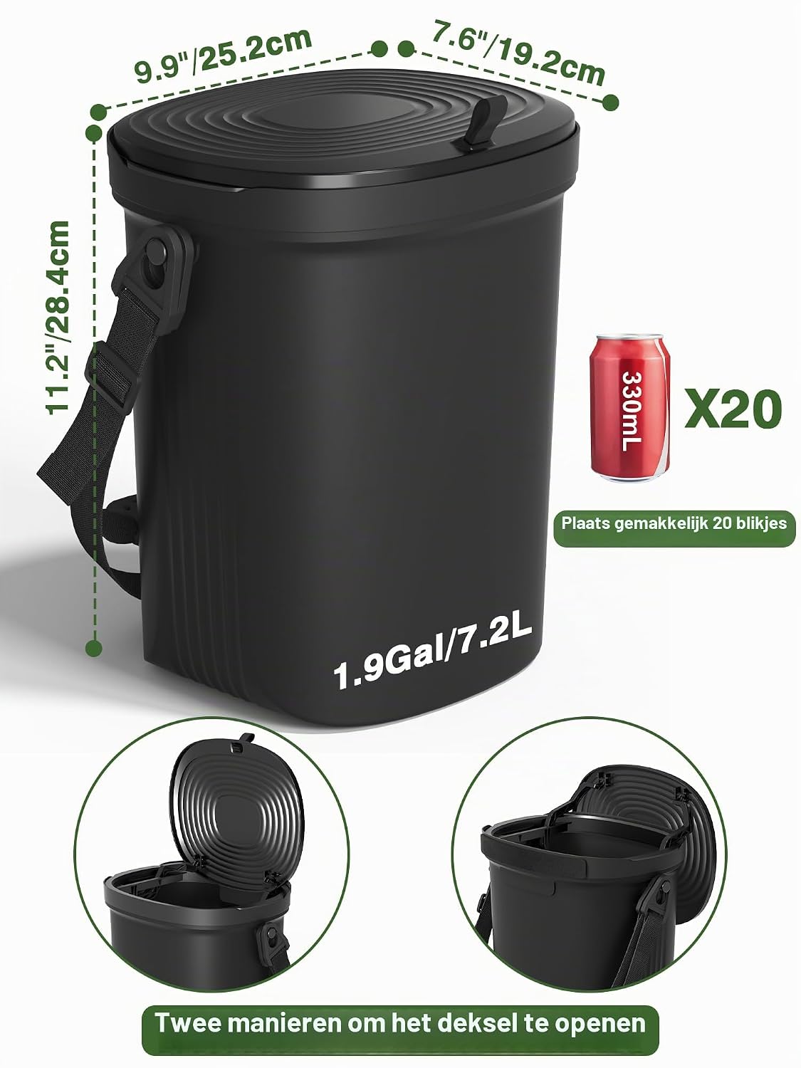 Thumbnail 5 de Garoopion ZDX04-CTC01 autoafvalbak van siliconen, 7,2 liter