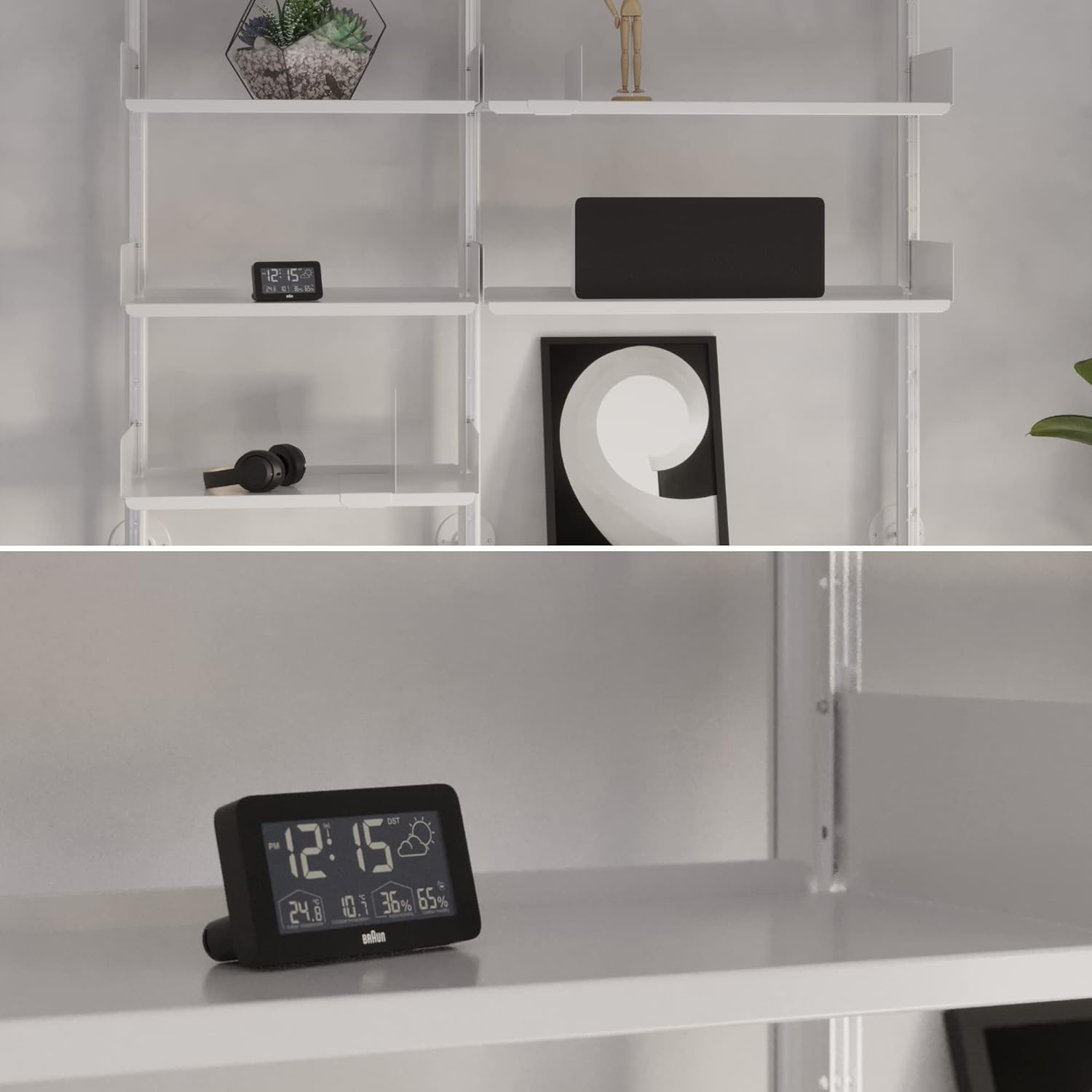 Detalle de Braun BC13WP Digital Weather Station Clock with Indoor/Outdoor Sensor