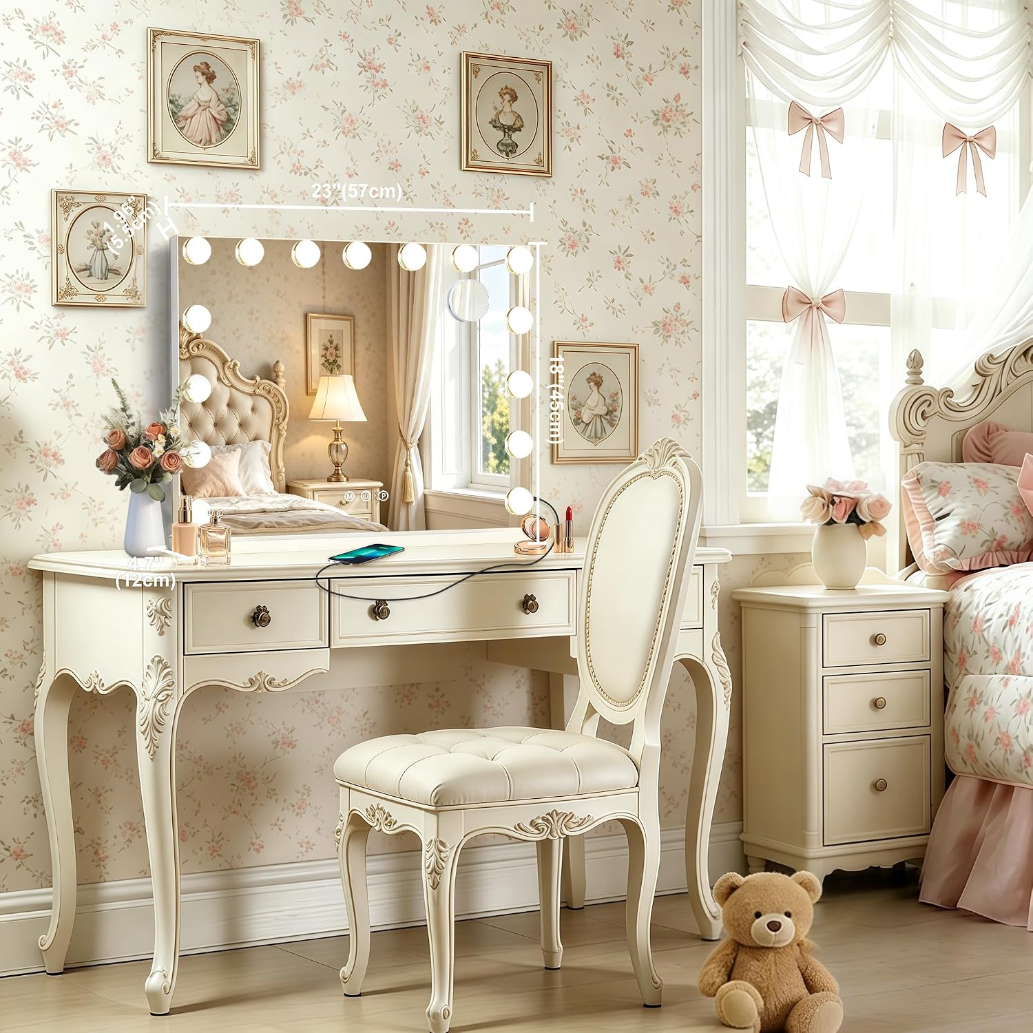 Detalle 2 de Ratsamee Hollywood Vanity Mirror 23" with 15 bulbs