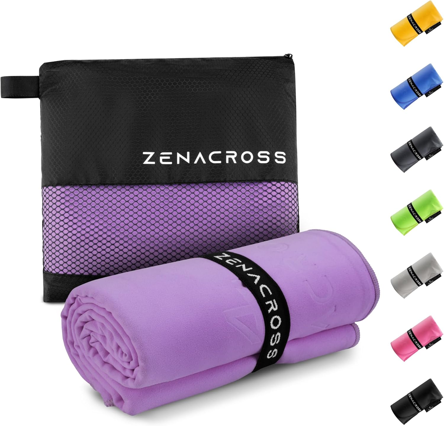 Detalle de Zenacross Asciugamano Palestra 100x200 cm Viola con Borsa per il Trasporto — Microfibra ad Asciugatura Rapida, XXL
