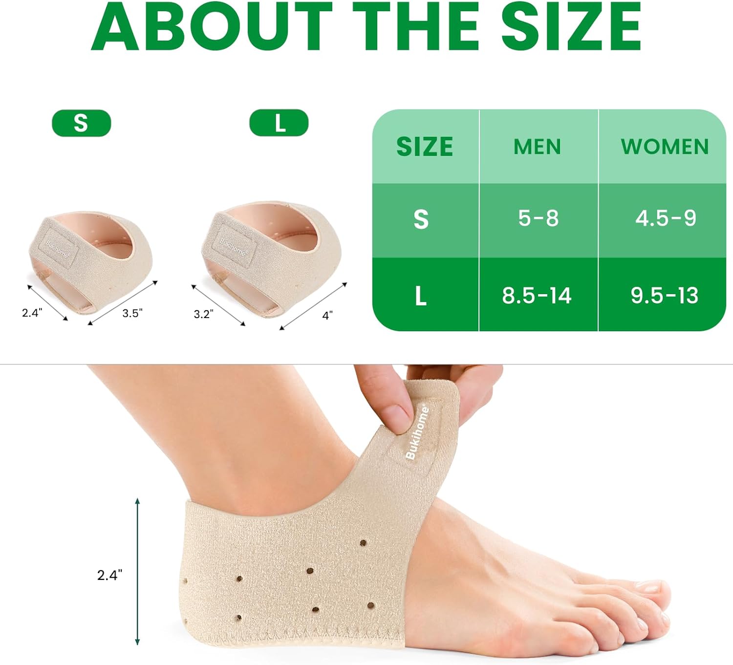 Detalle de Bukihome Fersen Cup – Plantarfasziitis Fersenschutz mit Gel insert, Größe EU 36–41