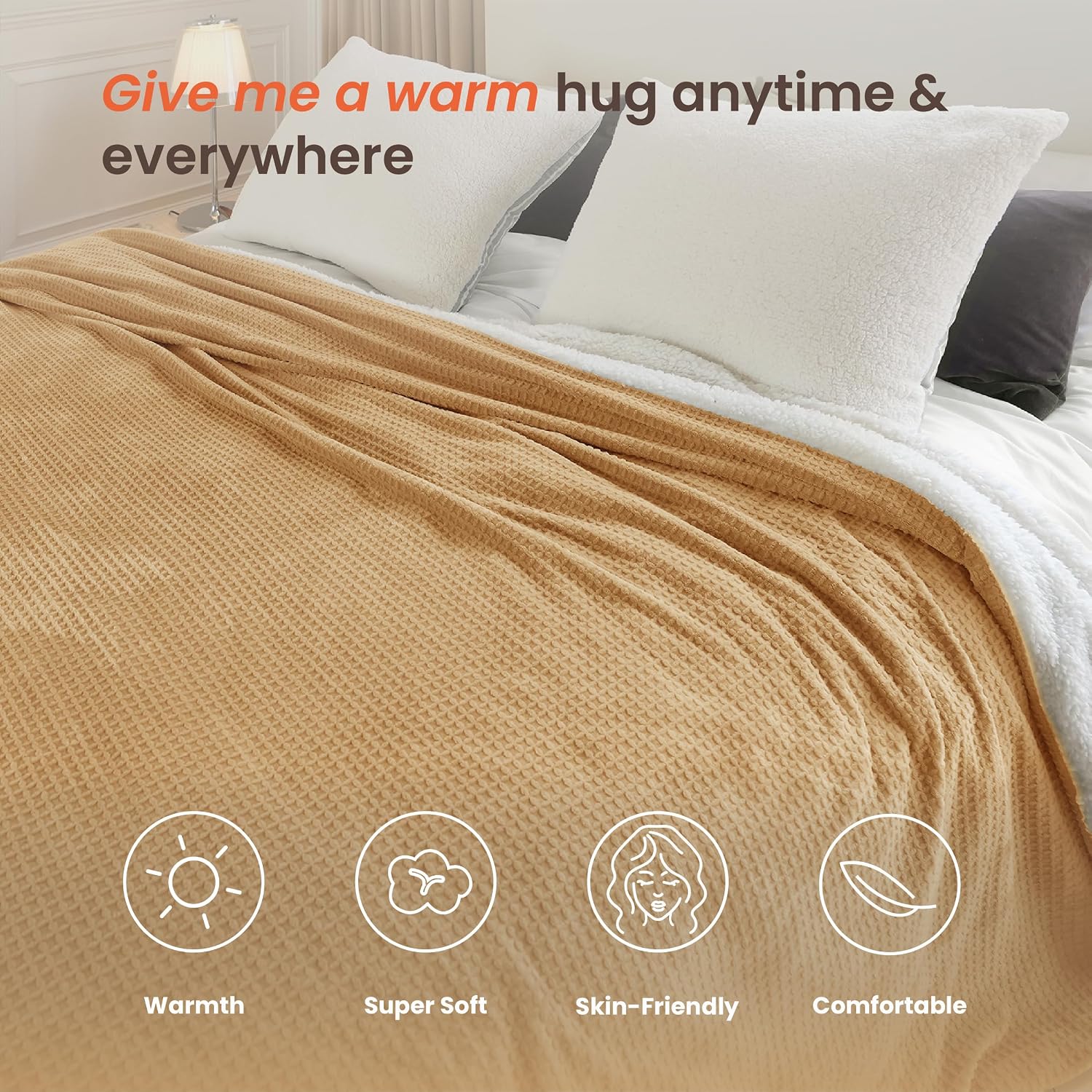 Detalle de blunique Heated Blanket King 90x100, Dual Controllers