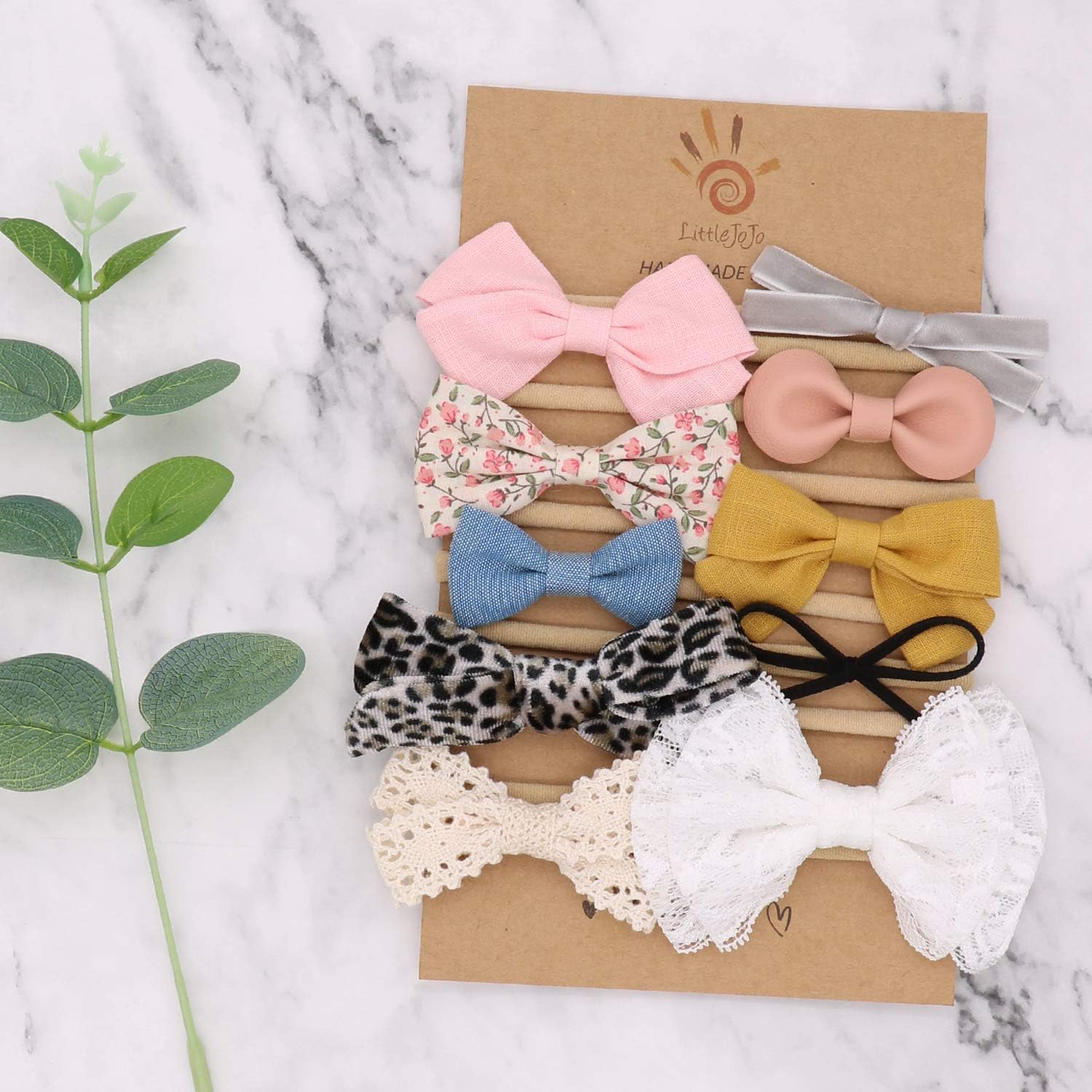 Thumbnail 6 de DRESHOW Baby Girl Headbands and Hair Bows – 10-pack nylon headbands with assorted bow styles