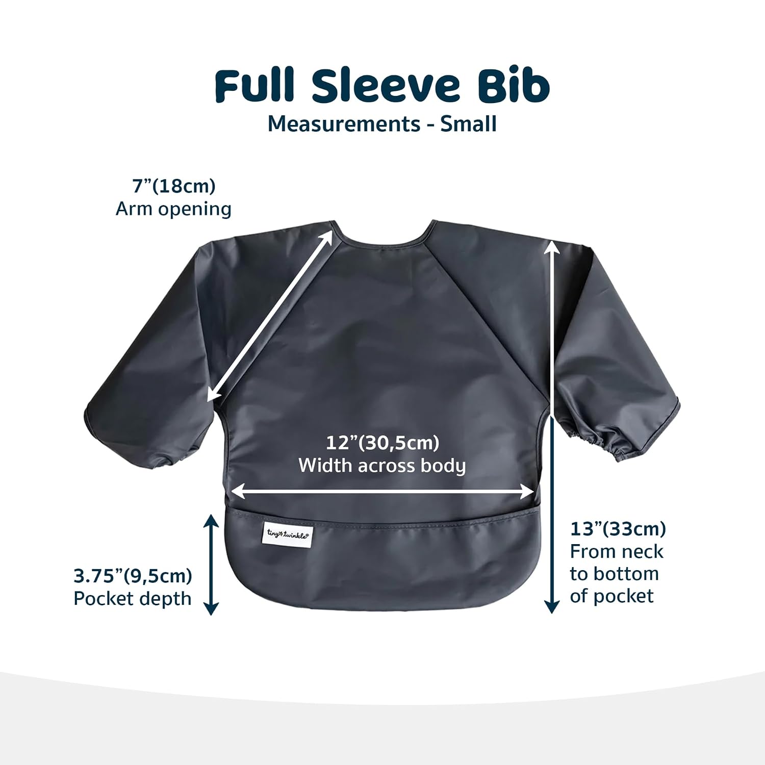Detalle 2 de Tiny Twinkle Long Sleeve Bibs, 2-Pack Waterproof Smocks, Sage/Charcoal, 6–24M