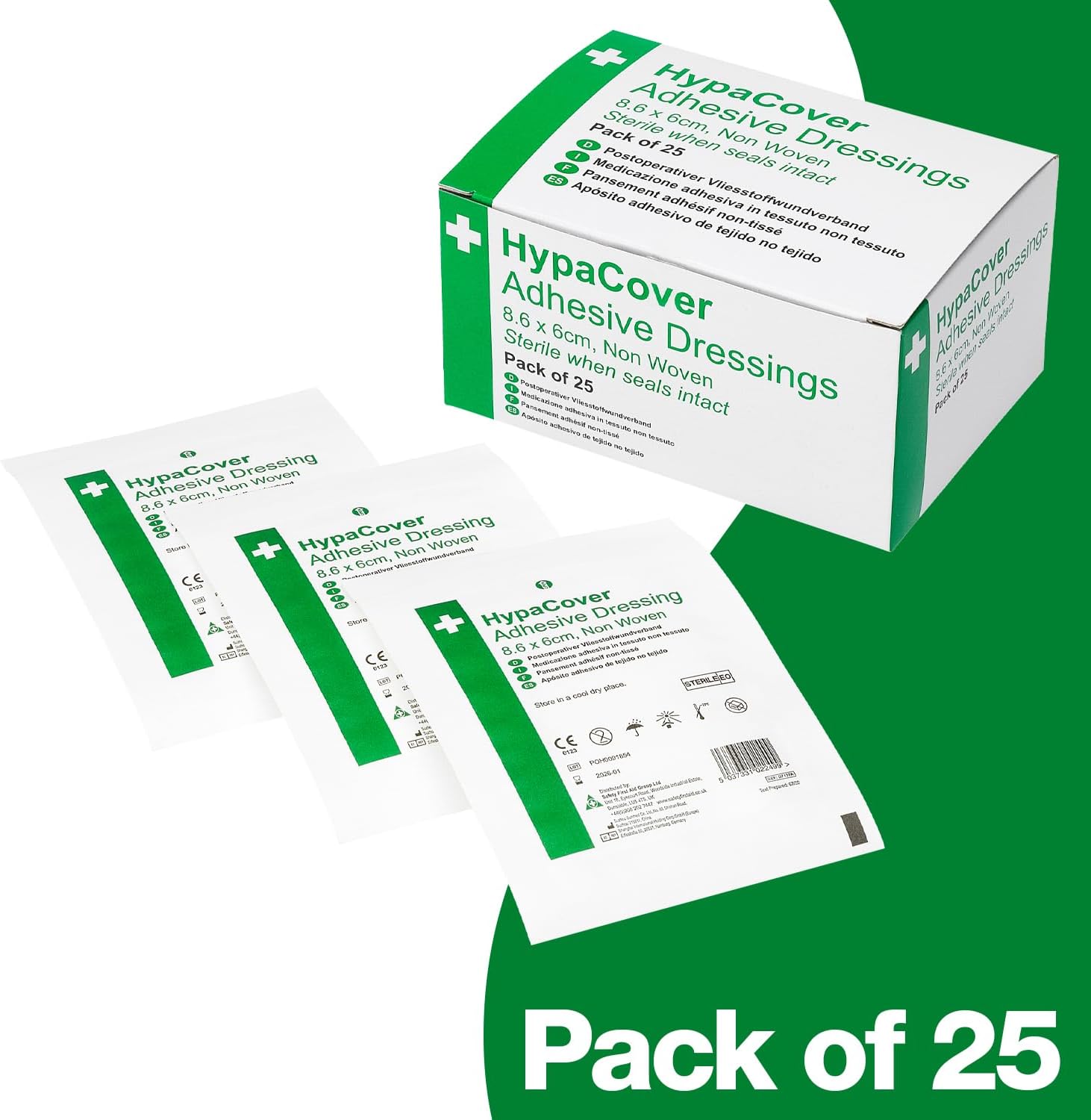 Detalle 2 de Safety First Aid Group HypaCover Medium 8.6×6 cm, 25 pack 🩹