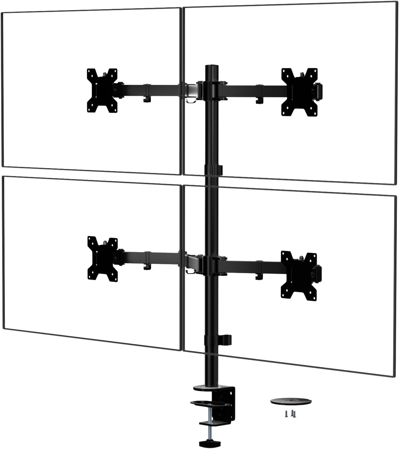 Detalle de WALI M004 Quad Monitor Desk Mount, Adjustable Arms for Screens up to 27 Inch