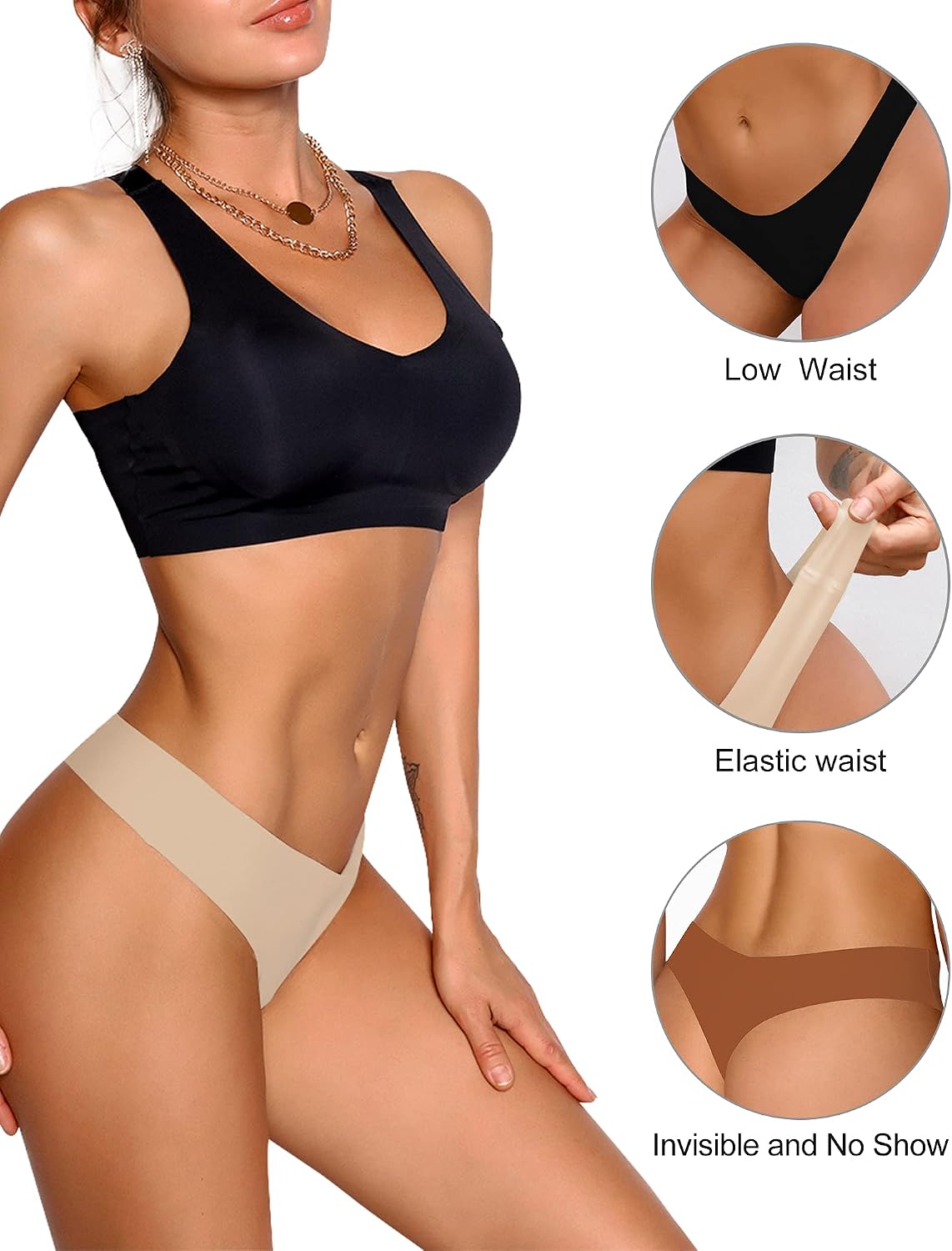 Thumbnail 2 de DEANGELMON Seamless Thongs for Women No Show Underwear