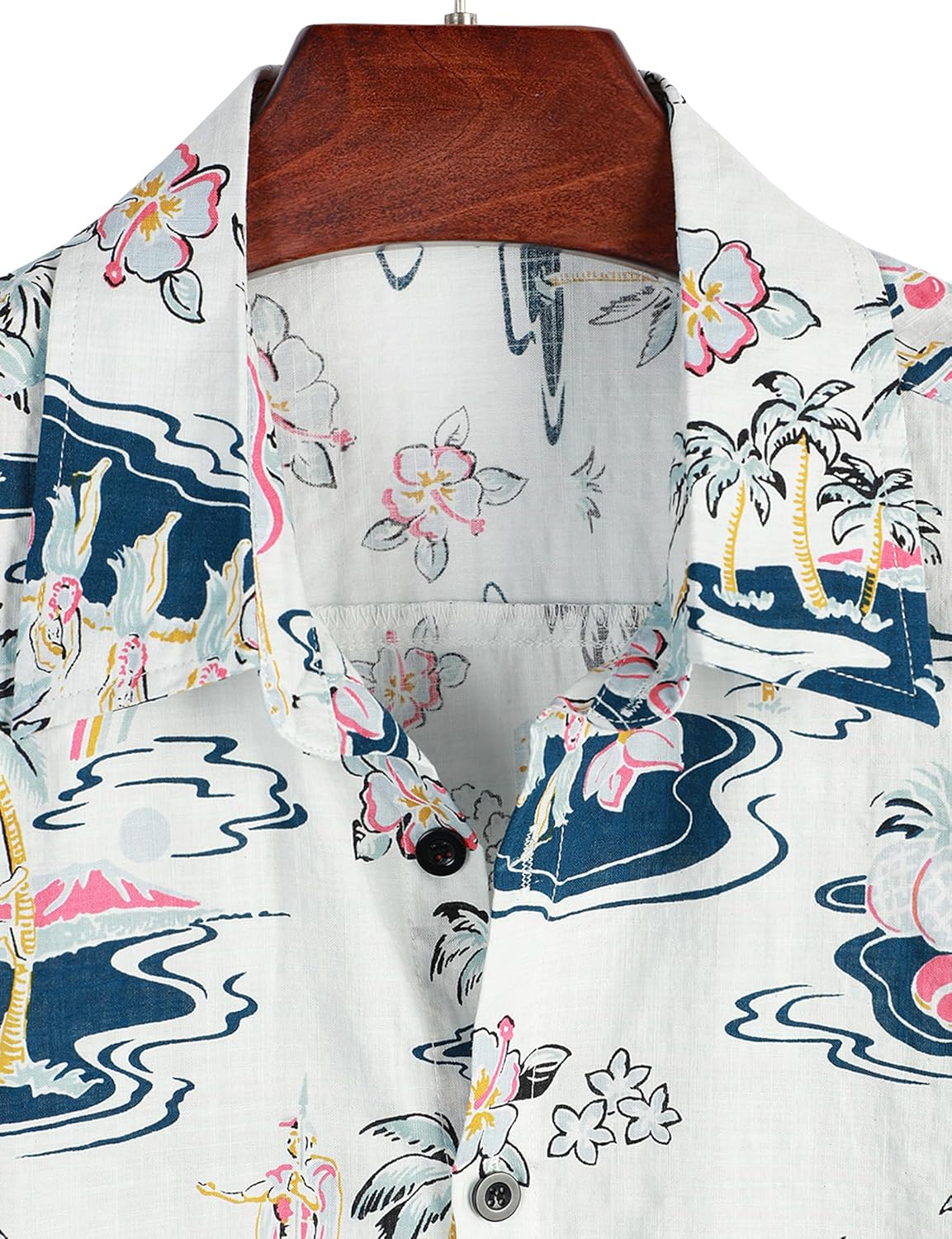 Detalle de VATPAVE Herren Hawaii Hemd Kurzarm – Blumenprint, Regular Fit