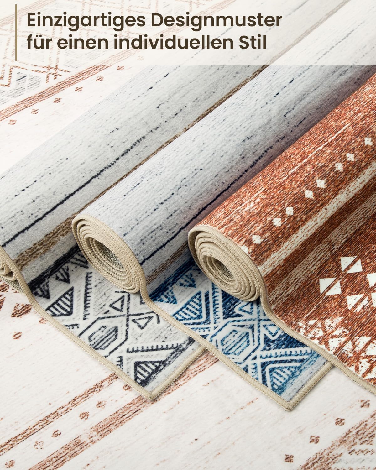 Thumbnail 6 de Tapis lavable en machine DEFYNEE 150 x 210 cm à poil court (brun bleu)