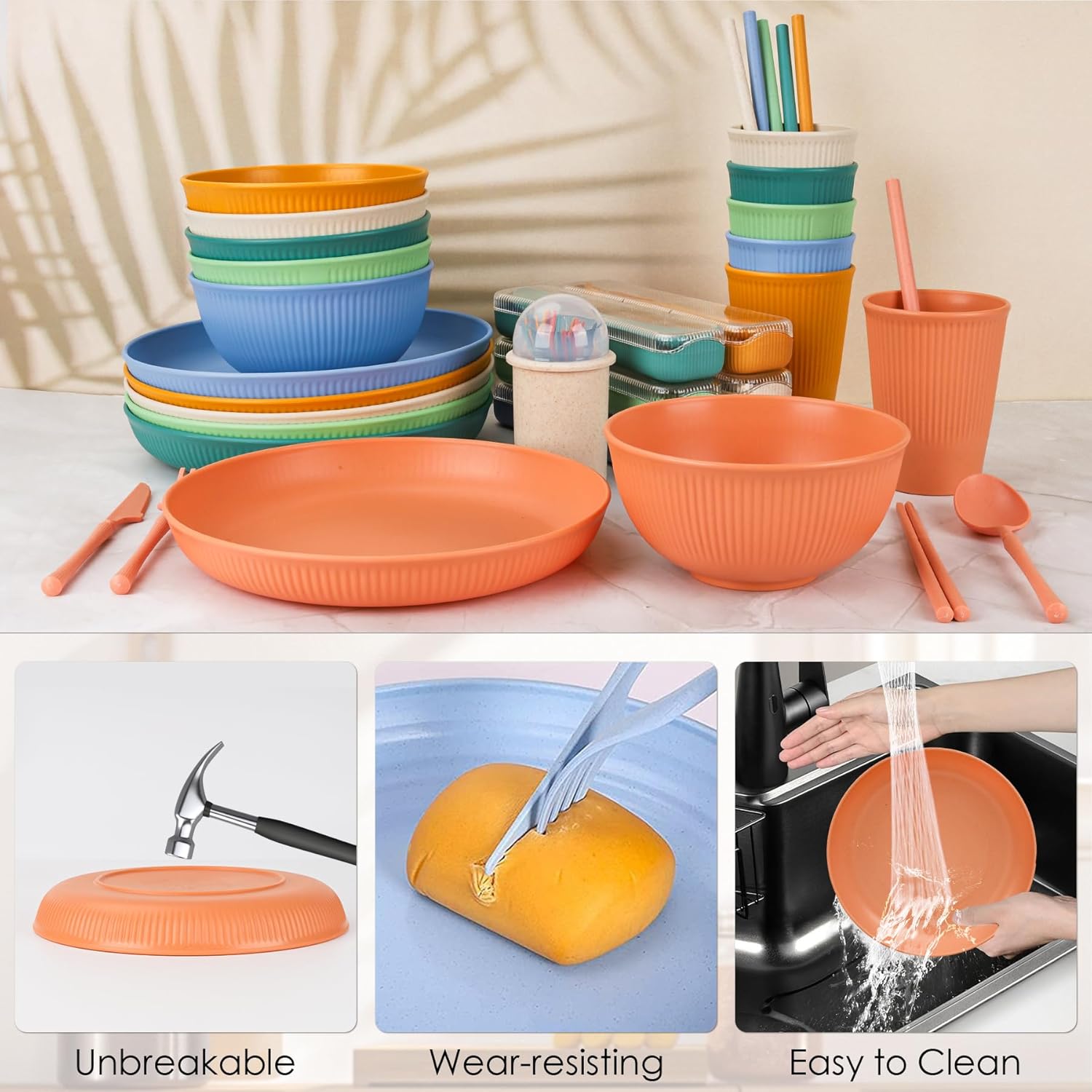 Detalle de Unbreakable 66 piece dinnerware set for 6