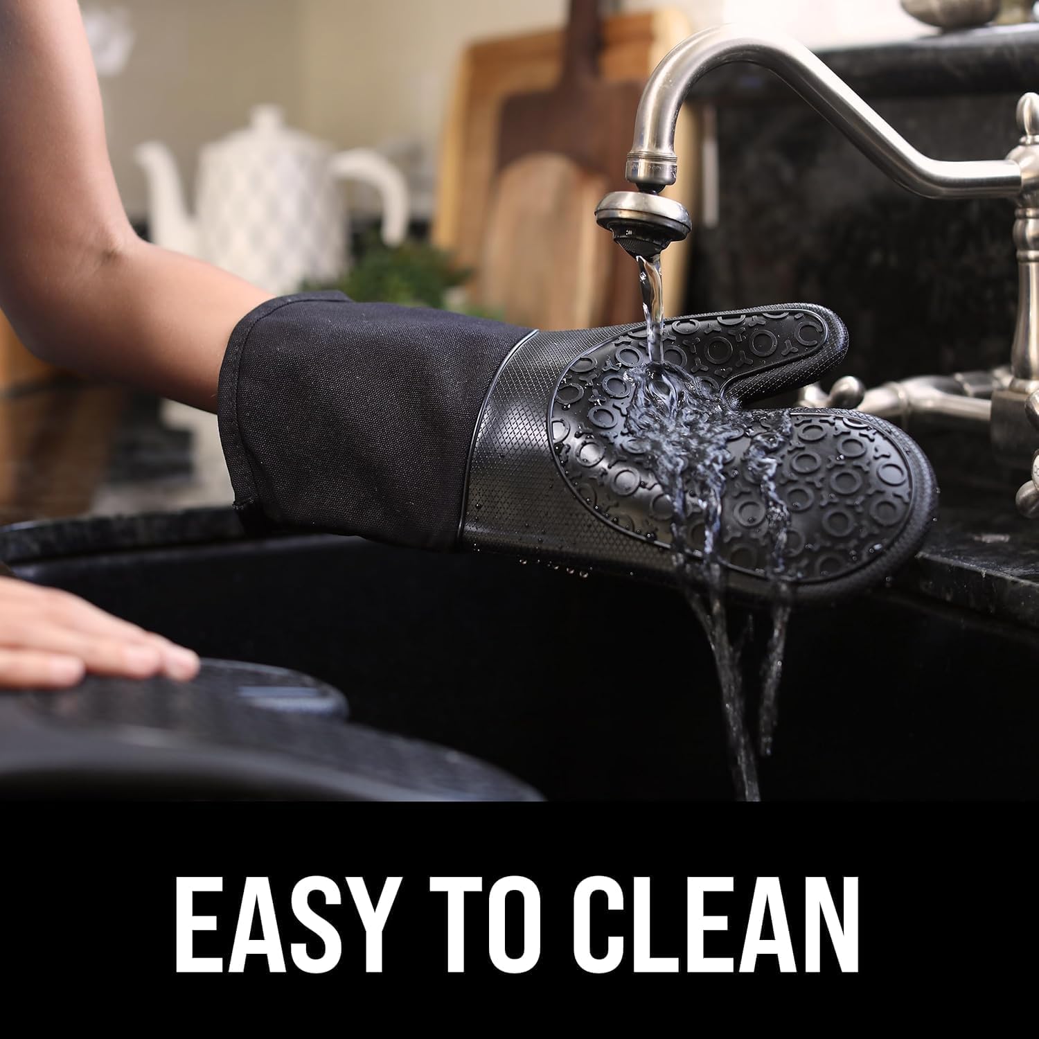 Thumbnail 6 de BPA-Free Silicone Oven Mitts Ultra Heat Resistant 500°F – 13.7" with Thick Cotton Liner