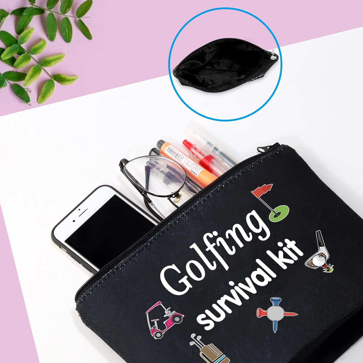 Thumbnail 5 de Golfing Survival Kit Makeup Bag – Canvas golf-themed pouch for women (Survival Golfing Black EU)