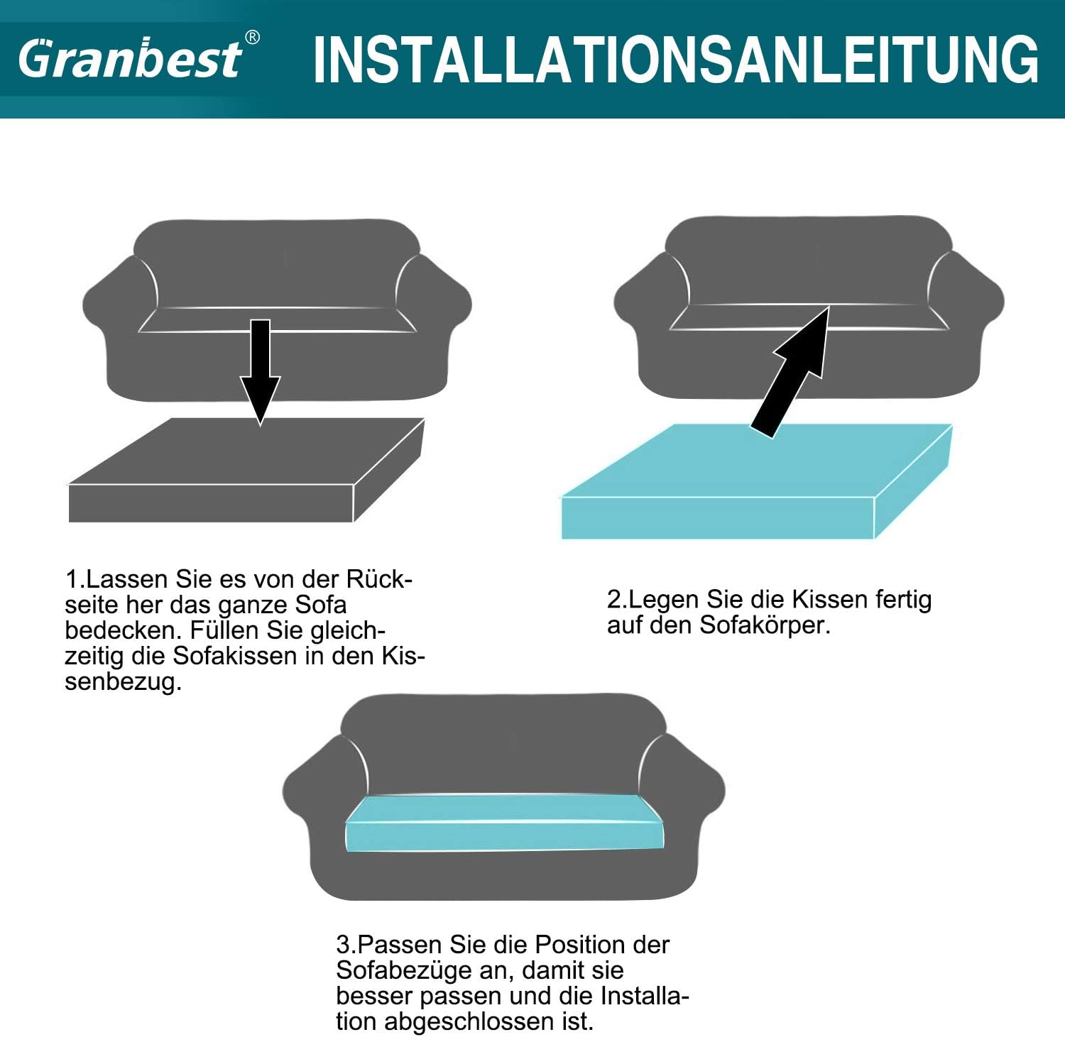 Thumbnail 6 de Granbest 1 bankzithoes voor 3-zits, waterafstotend jacquard, grijs