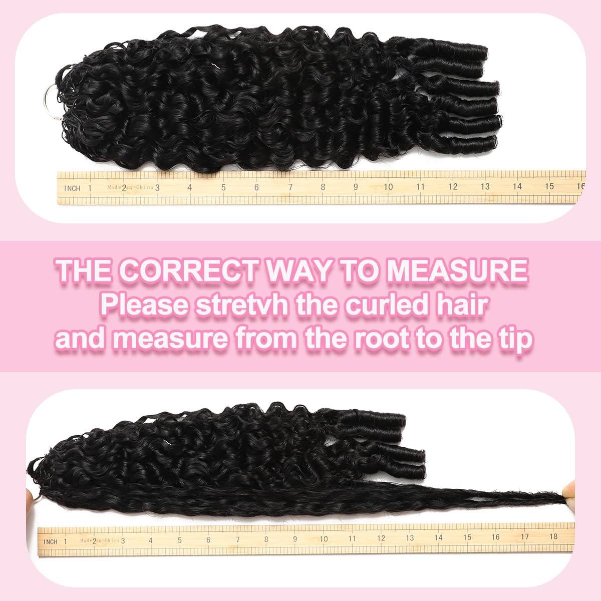 Detalle de Human Crochet Hair 20 Inch Burmese Curly, 60g Bundle — Knotless, Pre-Separated, Lightweight & Reusable